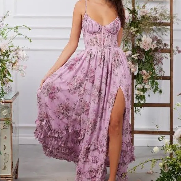 V. Chapman Floral Maxi Dress in Lavender - Picture 3 of 6
